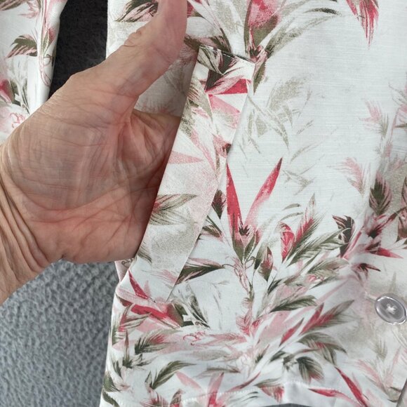 Chicos Jacket Womens 1 US Small Summer Grove Ivory Pink Floral Button Up Collar - Picture 6 of 12